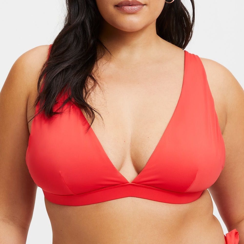 NWT Good American Size 4 / XL Bright Poppy Red Sexy Boost Bikini Top Adjustable